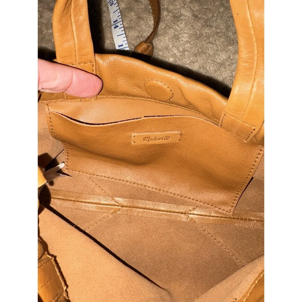 MADEWELL The Piazza Mini Caramel Genuine Leather Crossbody Bag Drawstring